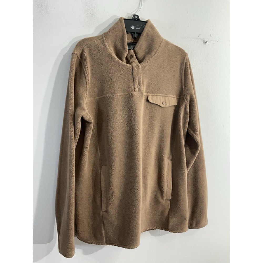 Womans 32 Degree Heat Long Sleeve Pullover Sweatshirt Medium Brown 1/4 Snap Up